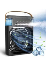 Soğuk Su Buzlu Masaüstü Mist Fan 5 Uçlu Su Sprey 3 Modlu Fan 3 Saat Zamanlayıcı Salınımlı LED Işık - Görsel 8