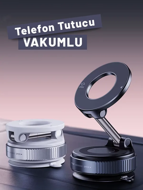 Yeni Nesil Vakumlu Araç İçi / Masa Üstü Neodyum Mıknatıslı Ayarlanabilir Açı Telefon Tutucu Siyah - Görsel 2