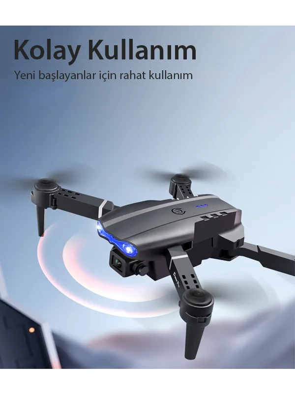Çift Kameralı Katlanabilir Drone – Otomatik Kalkış/İniş, 360° Takla, Yedek Batarya & Aksesuarlar - Görsel 6