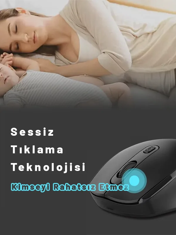 Kablosuz Bluetooth Usb dongle Mouse Çift Mod Şarjlı Optik Sensör Tüm Cihazlara Uyumlu - Görsel 6