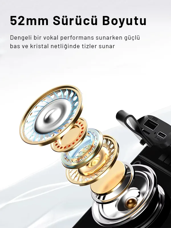 RGB Bluetooth v5.3 Hoparlör Örgülü Tasarım Taşınabilir Stereo Ses Kalitesi TF/USB Girişli - Görsel 4