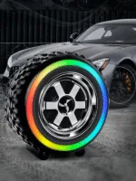 Tekerlek Tasarımlı RGB Bluetooth Hoparlör Tws 10W Usb/Tf Kart Grişi Güçlü Bass