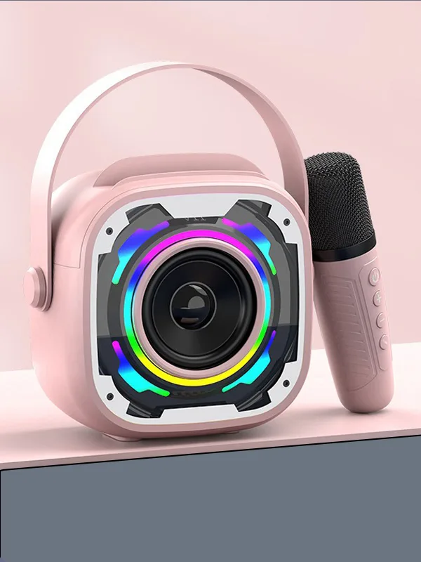 Bluetooth v5.3 RGB Işık Bluetooth Hoparlör Kablosuz Mikrofon Parti Karaoke - Görsel 6