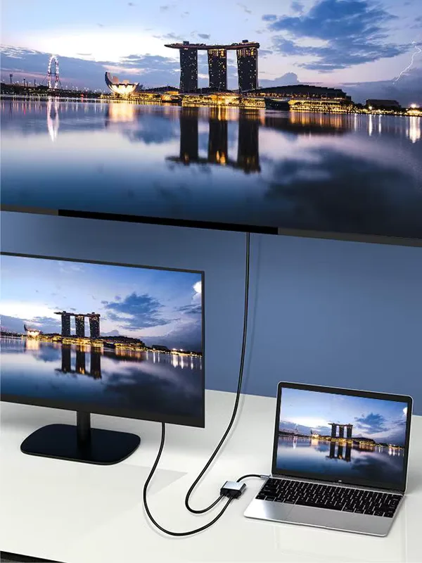 4İn1 Çoklu Dönüştürücü Type-C Girişli 4k Hdmi Vga Usb Type-C Çıkışları Çevirici - Görsel 5