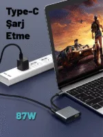 4İn1 Çoklu Dönüştürücü Type-C Girişli 4k Hdmi Vga Usb Type-C Çıkışları Çevirici - Görsel 4