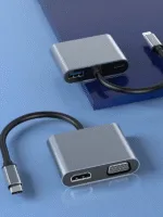 4İn1 Çoklu Dönüştürücü Type-C Girişli 4k Hdmi Vga Usb Type-C Çıkışları Çevirici - Görsel 3