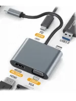 4İn1 Çoklu Dönüştürücü Type-C Girişli 4k Hdmi Vga Usb Type-C Çıkışları Çevirici