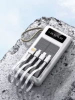 30000mAh Solar Güneş Panelli Led Ekranlı Type-C Micro USB Lightning Kablolu USB Çıkışı Powerbank - Görsel 2