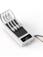 30000mAh Solar Güneş Panelli Led Ekranlı Type-C Micro USB Lightning Kablolu USB Çıkışı Powerbank - Görsel 4