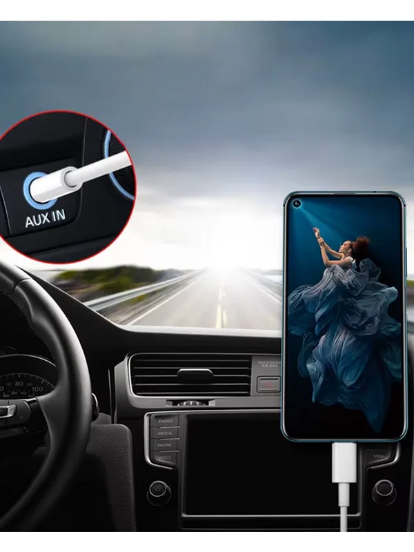 Type-C To Aux 3.5mm iPhone Samsung Uyumlu 1.2 Metre Müzik Teyip Çevirici Ses Kablosu - Görsel 5