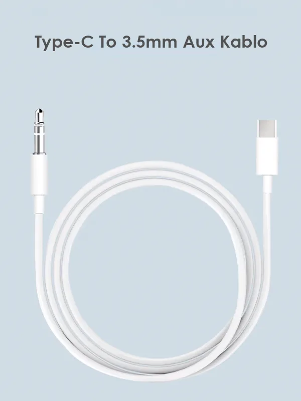 Type-C To Aux 3.5mm iPhone Samsung Uyumlu 1.2 Metre Müzik Teyip Çevirici Ses Kablosu - Görsel 4