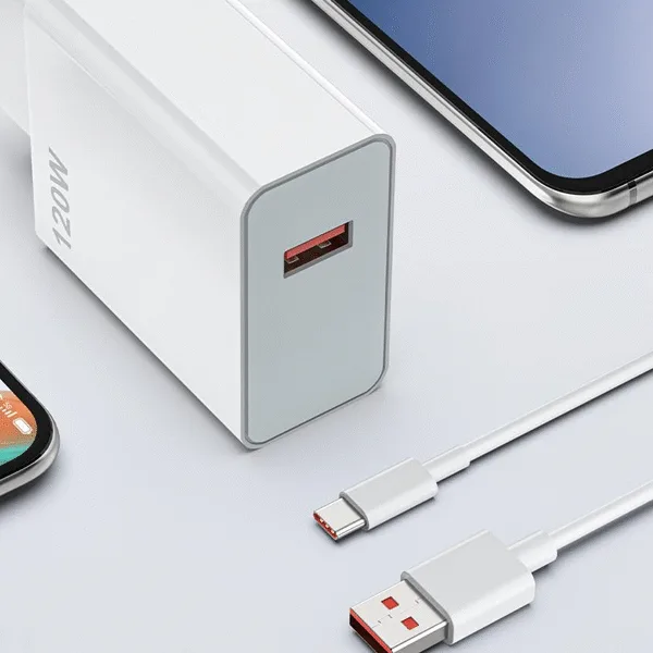 120W Turbo Hızlı Şarj Seti Saliseli Şarj | Type-C 6A Kablo + Adaptör | Xiaomi Redmi Samsung Uyumlu |