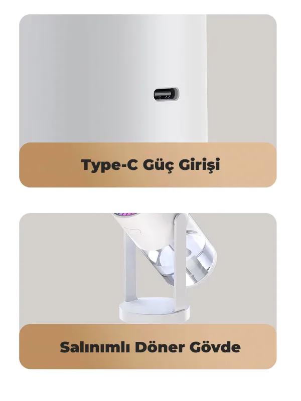 Mini Taşınabilir Lazer & RGB Yıldız Işıklı Ultrasonik Hava Nemlendirici Araç / Ev Kullanımı, 280 ml - Görsel 2