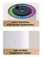 Mini Taşınabilir Lazer & RGB Yıldız Işıklı Ultrasonik Hava Nemlendirici Araç / Ev Kullanımı, 280 ml - Görsel 6