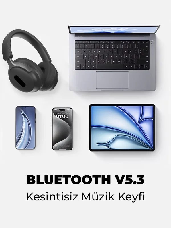 Bluetooth v5.3 Kulak Üstü Kulaklık 5 Saat Müzik Keyfi - Görsel 3