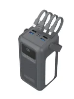 50000mAh LCD Ekranlı Powerbank | 22.5W 3A Hızlı Şarj | 4x USB Çıkış | Dahili Şarj Kabloları Led Işık