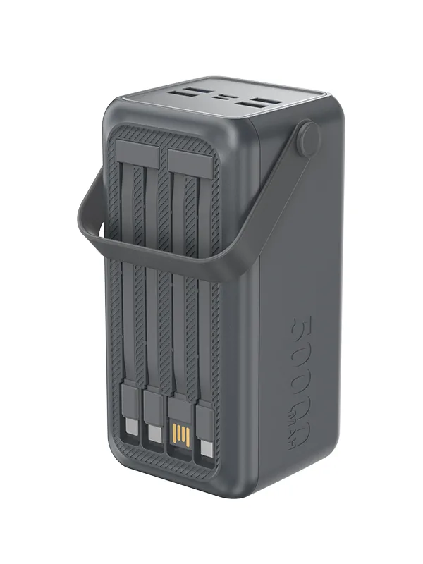 50000mAh LCD Ekranlı Powerbank | 22.5W 3A Hızlı Şarj | 4x USB Çıkış | Dahili Şarj Kabloları Led Işık - Görsel 2