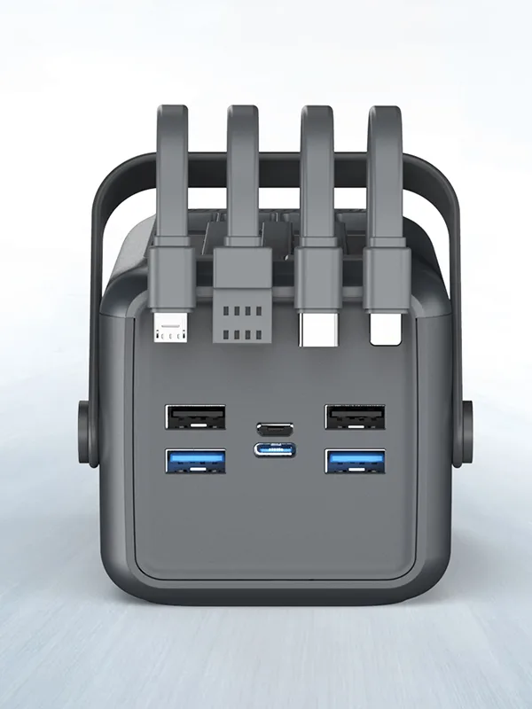 50000mAh LCD Ekranlı Powerbank | 22.5W 3A Hızlı Şarj | 4x USB Çıkış | Dahili Şarj Kabloları Led Işık - Görsel 5