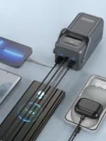 50000mAh LCD Ekranlı Powerbank | 22.5W 3A Hızlı Şarj | 4x USB Çıkış | Dahili Şarj Kabloları Led Işık - Görsel 4