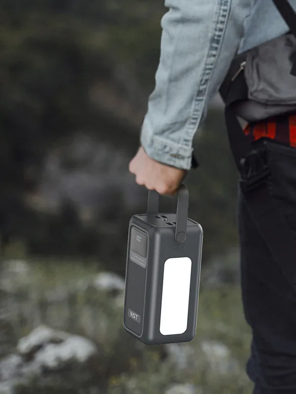 50000mAh LCD Ekranlı Powerbank | 22.5W 3A Hızlı Şarj | 4x USB Çıkış | Dahili Şarj Kabloları Led Işık - Görsel 3