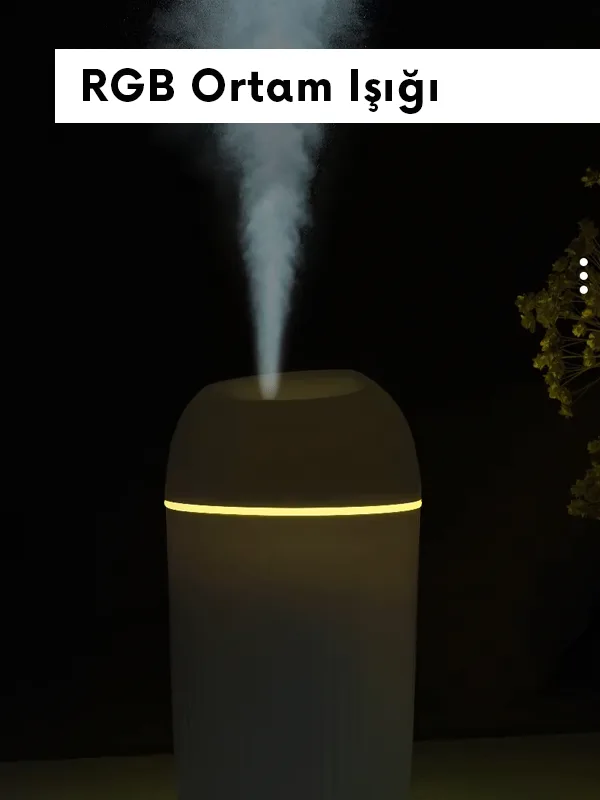 Kompakt RGB Işıklı 10 Saat Çalışan Oto/Masa Hava Nemlendirici Ultrasonik Buhurdanlık - Görsel 9