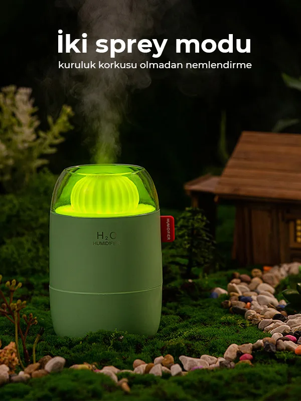 Kaktüs Tasarımlı RGB Işıklı Araç ve Masaüstü Hava Nemlendirici Difüzör 280ml Type-C Taşınabilir - Görsel 7