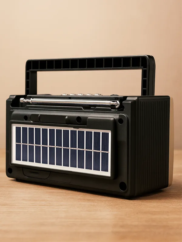 Klasik Retro Tarzı Güneş Paneli Antenli Analog Saatli Trt Bandrolü Bluetooth Radyo Hoparlör - Görsel 4