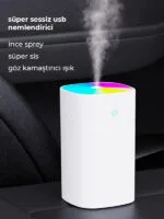 Araç İçi ve Masaüstü RGB Işıklı Mini Hava Nemlendirici USB Ultrasonik Buhar Makinesi Koku Difüzörü - Görsel 9