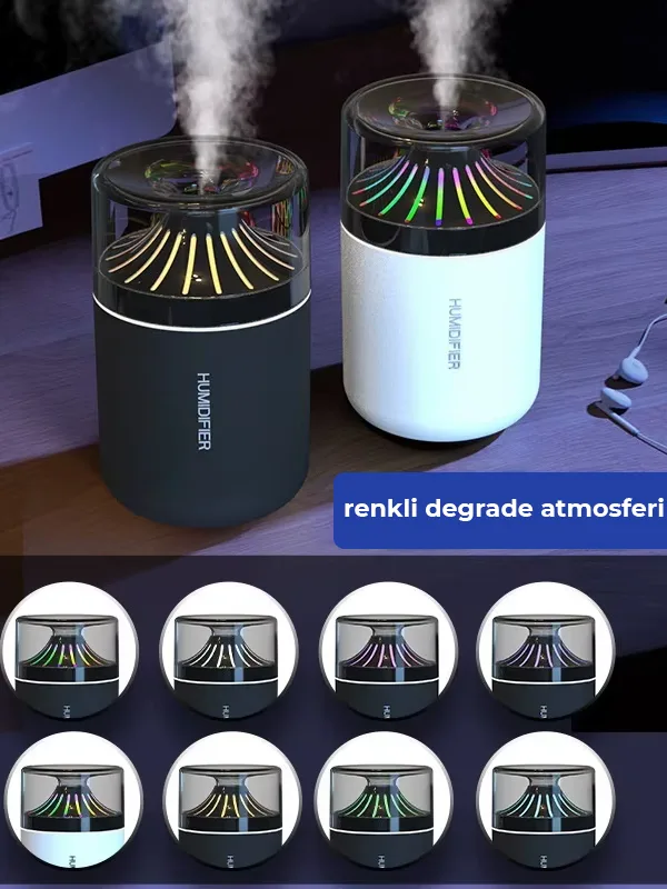 Type-C Girişli Mini RGB Hava Nemlendirici - Araç İçi ve Masaüstü Taşınabilir Sessiz Buhar Makinesi - Görsel 4
