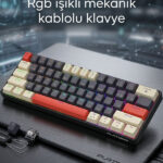 %60 Mini Mekanik Oyuncu Klavyesi - Mavi Switch RGB Işıklı Type-C Kablolu Numpadsiz Gaming Klavye