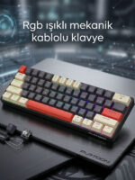 %60 Mini Mekanik Oyuncu Klavyesi - Mavi Switch RGB Işıklı Type-C Kablolu Numpadsiz Gaming Klavye