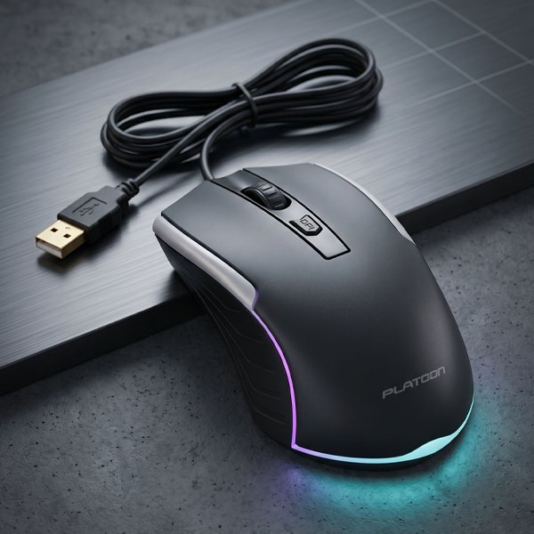 Simetrik Tasarım Sağ ve Sol El Uyumlu RGB Gaming Mouse - Ayarlanabilir DPI Tuşlu Kablolu Oyuncu Faresi