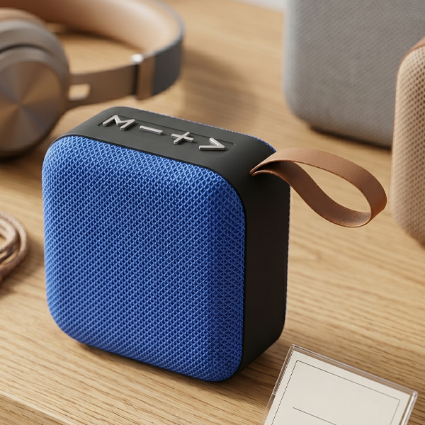 Askılı ve Kumaş Tasarımlı Mini Bluetooth Hoparlör - 5W Güçlü Ses, Şarjlı Taşınabilir Kompakt Ses Sistemi